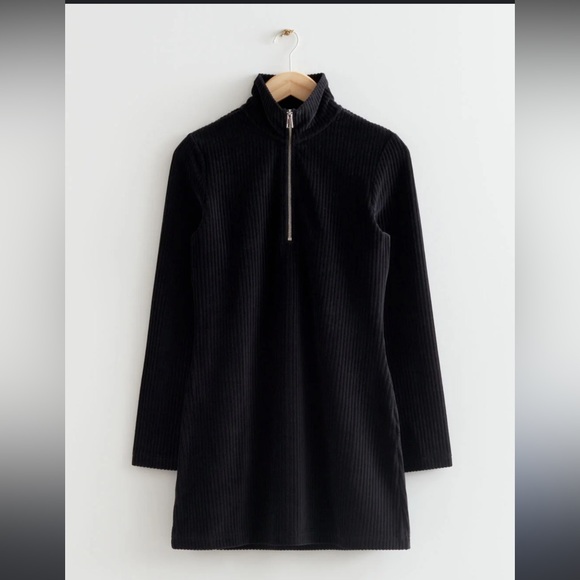 & other stories zip collar velour mini dress EUC - medium - Picture 1 of 8